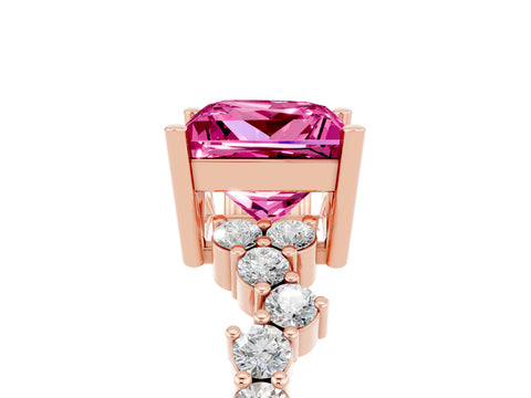 Rose gold Princess Cut Diamond Cluster Pavé Band with Four-Prong Setting_5