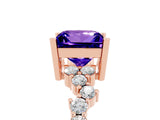 Rose gold Princess Cut Diamond Cluster Pavé Band with Four-Prong Setting_5