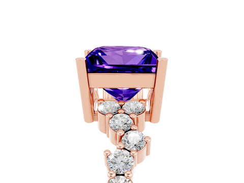Rose gold Princess Cut Diamond Cluster Pavé Band with Four-Prong Setting_5