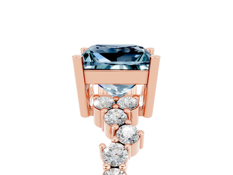 Rose gold Princess Cut Diamond Cluster Pavé Band with Four-Prong Setting_5