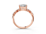 Rose gold Princess Cut Diamond Cluster Pavé Band with Four-Prong Setting_6