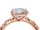 Rose gold Princess Cut Diamond Cluster Side Stone Solitaire Ring with Prong Setting_65
