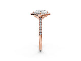 Rose gold Princess Cut Diamond Cushion Halo Ring with Pavé Band_17