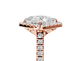 Rose gold Princess Cut Diamond Cushion Halo Ring with Pavé Band_20