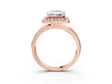 Rose gold Princess Cut Diamond Double Halo Ring with Split Shank and Four-Prong Setting_6