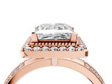 Rose gold Princess Cut Diamond Double Halo Ring with Split Shank and Four-Prong Setting_7