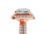 Rose gold Princess Cut Diamond Double Halo Ring with Split Shank and Four-Prong Setting_8