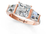 Rose gold Princess Cut Diamond Engagement Ring with Baguette Side Stones and Channel Set Band_43