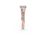 Rose gold Princess Cut Diamond Engagement Ring with Baguette Side Stones and Channel Set Band_44
