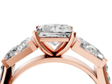Rose gold Princess Cut Diamond Engagement Ring with Baguette Side Stones and Channel Set Band_46