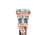Rose gold Princess Cut Diamond Engagement Ring with Baguette Side Stones and Channel Set Band_47