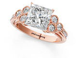 Rose gold Princess Cut Diamond Engagement Ring with Bezel Set Round Side Stones and Prong Setting_60