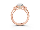 Rose gold Princess Cut Diamond Engagement Ring with Bezel Set Round Side Stones and Prong Setting_62
