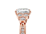 Rose gold Princess Cut Diamond Engagement Ring with Bezel Set Round Side Stones and Prong Setting_64