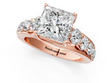 Rose gold Princess Cut Diamond Engagement Ring with Pavé Band and Four-Prong Setting_16