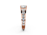 Rose gold Princess Cut Diamond Engagement Ring with Pavé Band and Four-Prong Setting_17