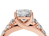 Rose gold Princess Cut Diamond Engagement Ring with Pavé Band and Four-Prong Setting_19