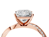 Rose gold Princess Cut Diamond Engagement Ring with Side Stone Accents and Four-Prong Setting_101
