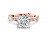Rose gold Princess Cut Diamond Engagement Ring with Side Stone Accents and Four-Prong Setting_13