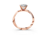 Rose gold Princess Cut Diamond Engagement Ring with Side Stone Accents and Four-Prong Setting_16