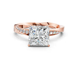 Rose gold Princess Cut Diamond Engagement Ring with Side Stone Accents and Four-Prong Setting_23