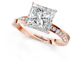 Rose gold Princess Cut Diamond Engagement Ring with Side Stone Accents and Four-Prong Setting_24