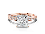 Rose gold Princess Cut Diamond Engagement Ring with Side Stone Accents and Four-Prong Setting_97