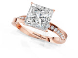 Rose gold Princess Cut Diamond Engagement Ring with Side Stone Accents and Four-Prong Setting_98
