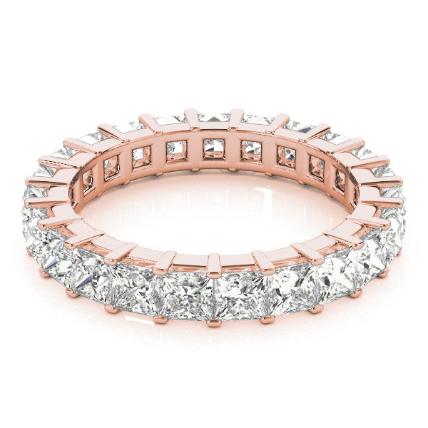 Rose gold Princess Cut Diamond Eternity Band with Channel Setting and Shared Prong 1