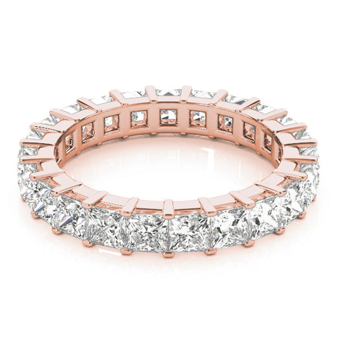Rose gold Princess Cut Diamond Eternity Band with Channel Setting and Shared Prong 1