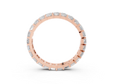 10K Rose Gold Princess Cut Diamond Eternity Band with Channel Setting and Shared Prong