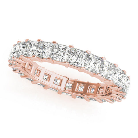 Rose gold Princess Cut Diamond Eternity Band with Channel Setting and Shared Prong
