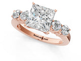 Rose gold Princess Cut Diamond Five-Stone Prong Set White Gold Ring_53