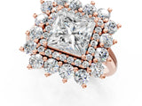 Rose gold Princess Cut Diamond Floral Double Halo Engagement Ring with Prong Setting_16