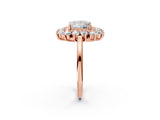 Rose gold Princess Cut Diamond Floral Double Halo Engagement Ring with Prong Setting_17