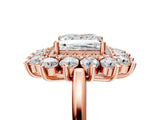 Rose gold Princess Cut Diamond Floral Double Halo Engagement Ring with Prong Setting_20