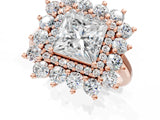 Rose gold Princess Cut Diamond Floral Double Halo Engagement Ring with Prong Setting_64