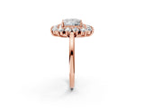 Rose gold Princess Cut Diamond Floral Double Halo Engagement Ring with Prong Setting_65