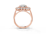 Rose gold Princess Cut Diamond Floral Double Halo Engagement Ring with Prong Setting_66