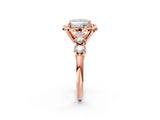 Rose gold Princess Cut Diamond Floral Halo Engagement Ring with Shared Prong Setting 2