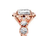 Rose gold Princess Cut Diamond Floral Halo Engagement Ring with Shared Prong Setting 5