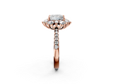 Rose gold Princess Cut Diamond Floral Halo Pave Band with Prong Setting_39