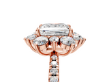 Rose gold Princess Cut Diamond Floral Halo Pave Band with Prong Setting_42