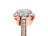 Rose gold Princess Cut Diamond Floral Halo Ring with Pavé Band and Prong Setting_8