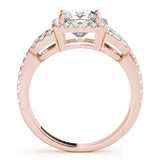 Rose gold Princess Cut Diamond Halo Engagement Ring with Open Split Pavé Band 2
