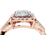 Rose gold Princess Cut Diamond Halo Engagement Ring with Open Split Pavé Band_10