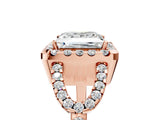 Rose gold Princess Cut Diamond Halo Engagement Ring with Open Split Pavé Band_11