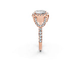 Rose gold Princess Cut Diamond Halo Engagement Ring with Open Split Pavé Band_8