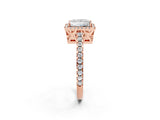 Rose gold Princess Cut Diamond Halo Engagement Ring with Pavé Band and Prong Setting_29
