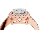 Rose gold Princess Cut Diamond Halo Engagement Ring with Pavé Band and Prong Setting_31